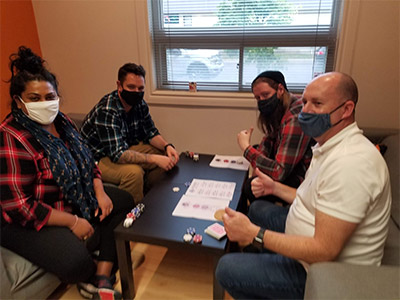 Shauna, Sean S., Sean L. and Rob in the small poker table